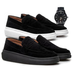 Kit 2 Pares Mocassim Masculino E Relógio Moda Social